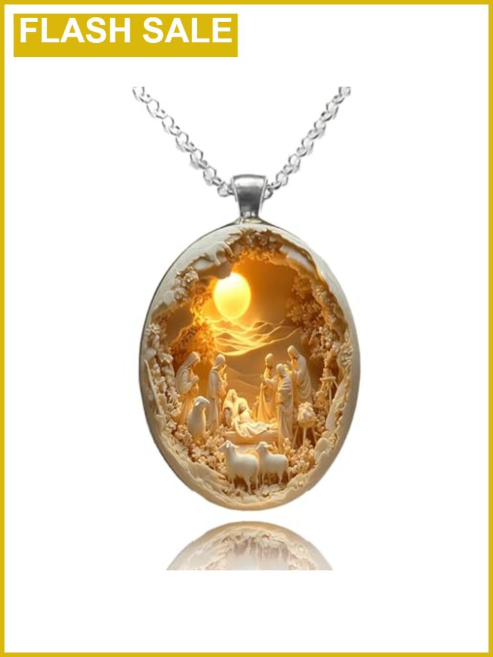 Jesus Cameo Pendant Necklace Alloy Religious Faith Jewelry Gift